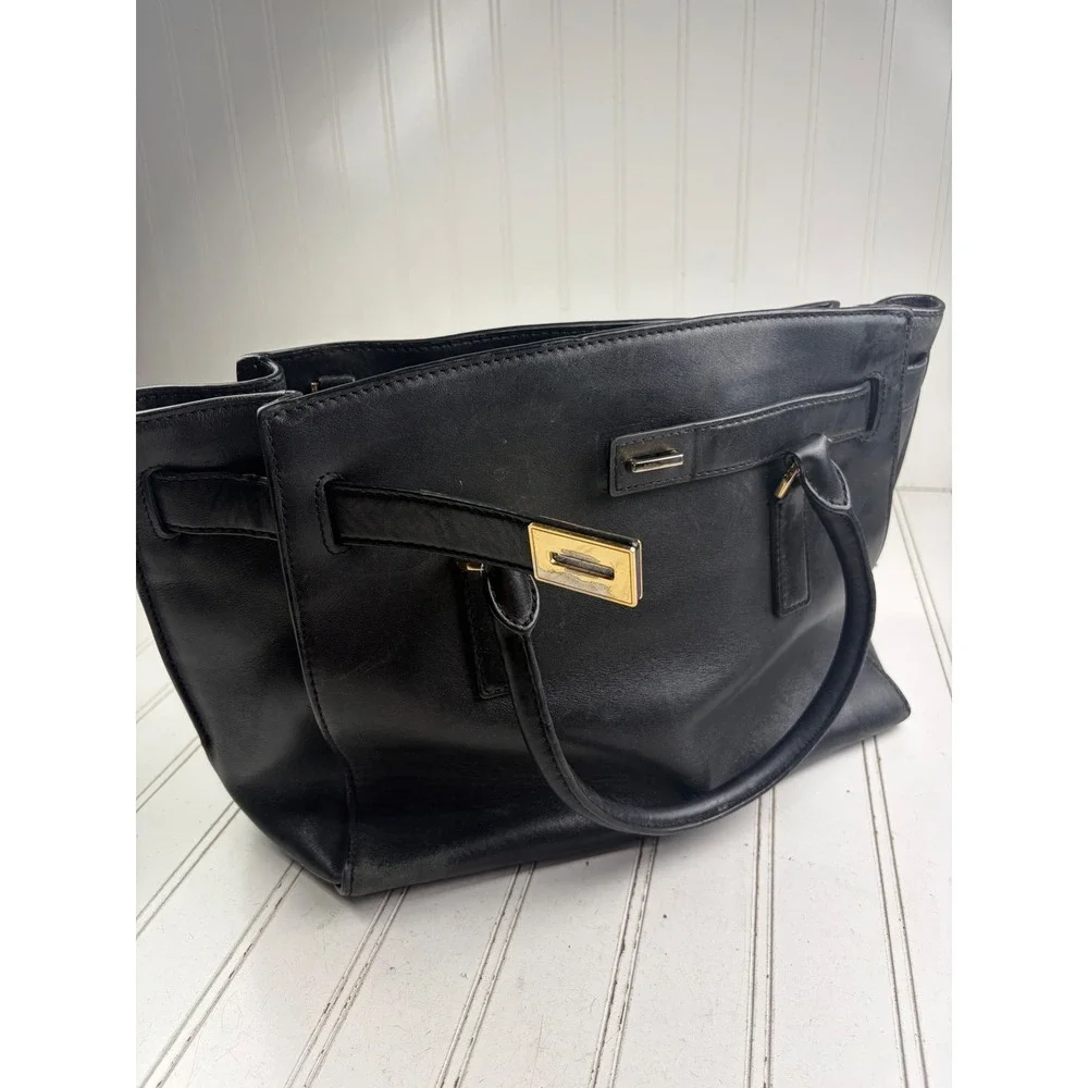 Michael Kors Black Vintage Hamilton Moderne Small Leather Satchel Purse $280